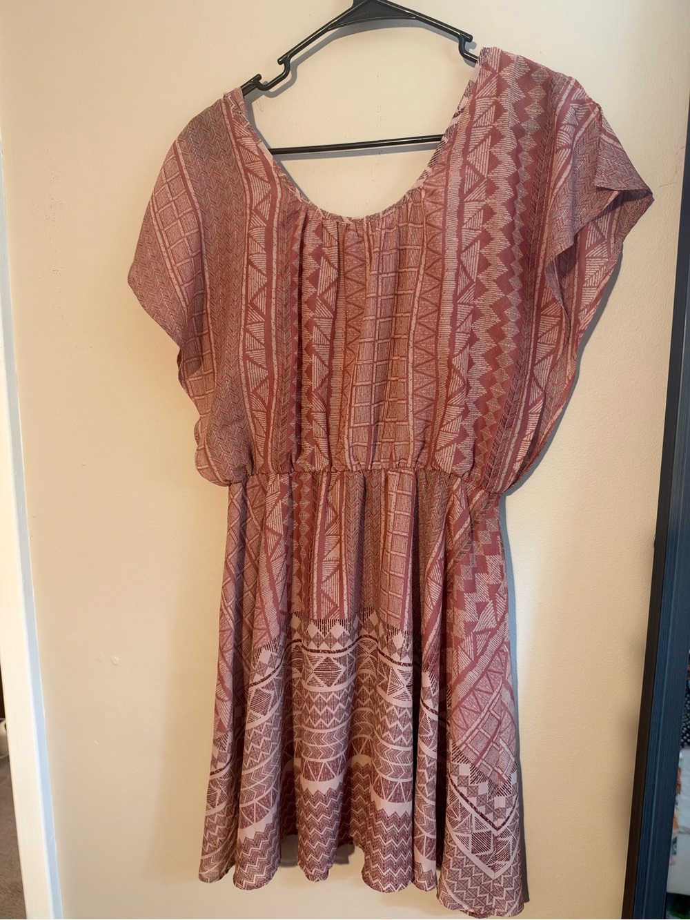 Bar III Rose Patterned Short Sleeve Boho Dress